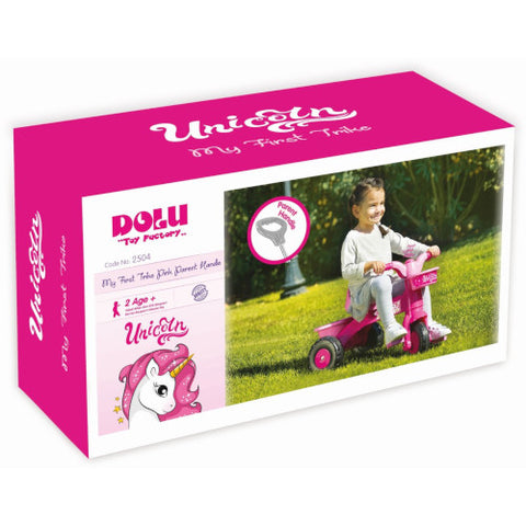 Dolu - Prima Mea Tricicleta Roz cu Maner - Unicorn