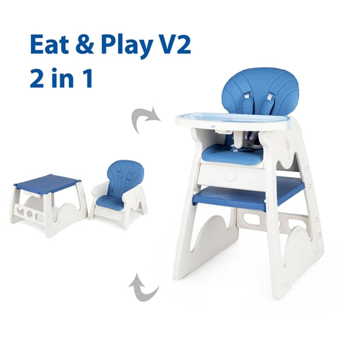Scaun de masa transformabil Eat&Play V2, Albastru