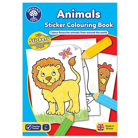 Carte de colorat cu activitati in limba engleza si abtibilduri Animale ANIMALS