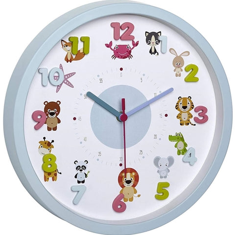 TFA  - Ceas de Perete Silentios TFA pentru Copii cu Animale si Cifre 3D, Little Animals