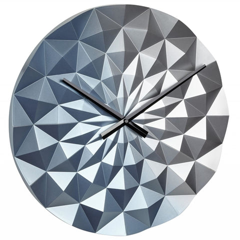 TFA - Ceas de Perete Analog Geometric de Precizie TFA, Creat de Designer, Model Diamond, Albastru Metalic