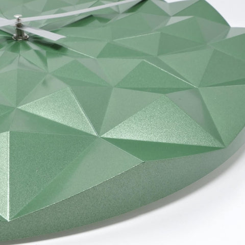 TFA - Ceas de Perete Analog Geometric de Precizie TFA, Creat de Designer, Model Diamond, Verde Metalic
