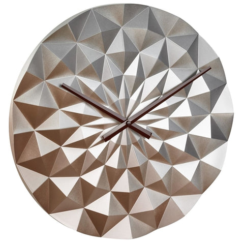 TFA - Ceas de Perete Analog Geometric de Precizie TFA, Creat de Designer, Model Diamond, Roz Auriu Metalic