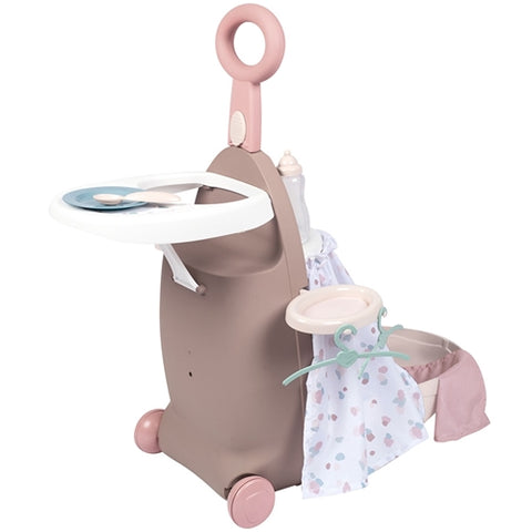Smoby - Valiza Multifunctionala pentru Papusi Smoby Baby Nurse 3 in 1 Maro