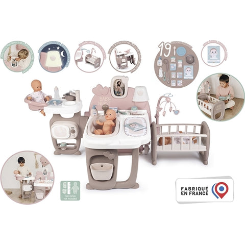 Smoby - Centru de Ingrijire pentru Papusi Smoby Baby Nurse Doll`s Play Center Maro cu 23 Accesorii