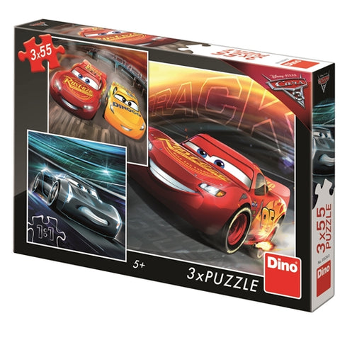 Puzzle 3 in 1 Dino Cars 3: Cursa cea Mare 3 x 55 Piese