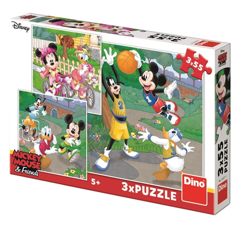 Puzzle 3 in 1 Dino Mickey si Minnie Sportivii 3 x 55 Piese
