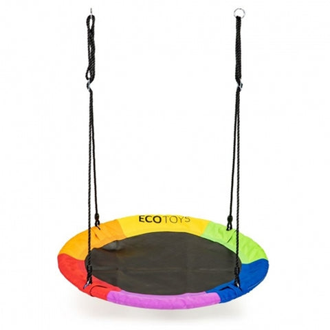 Leagan Pentru Copii Rotund Tip Cuib de Barza Suspendat 110 cm Ecotoys Multicolor