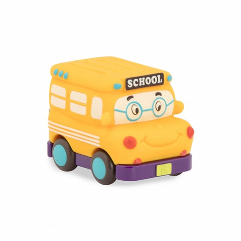 B.Toys- Set 3 Mini Masinute - Curse, Politie si Autobuz de Scoala