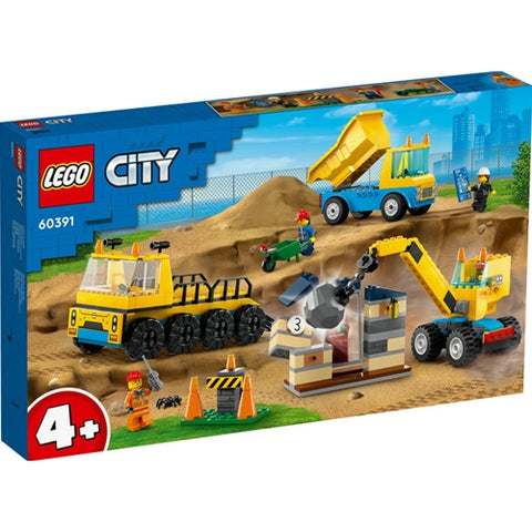 LEGO  - LEGO City Camioane de Constructie si Macara cu Bila pentru Demolari 60391