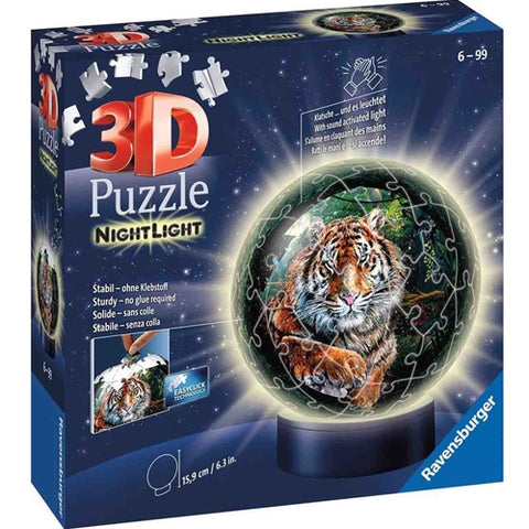 Ravensburger - Puzzle 3D Luminos Tigru, 72 Piese