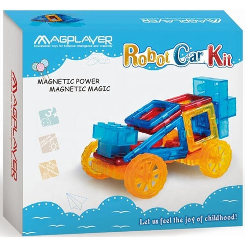 Magplayer - Joc de Constructie Magnetic MagPlayer  Masinuta si Robotel 32 Piese