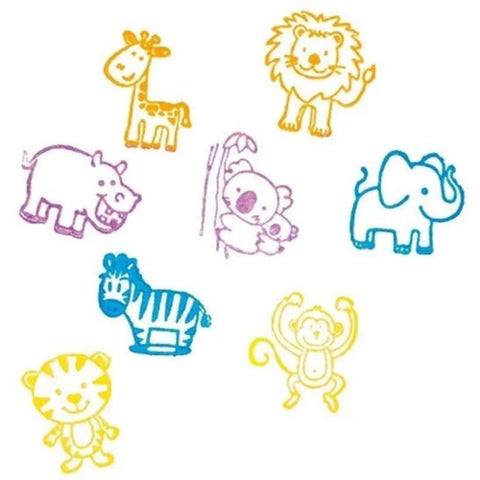 Goki  - Set de 8 Stampile Goki cu Animale, Tusiera Inclusa