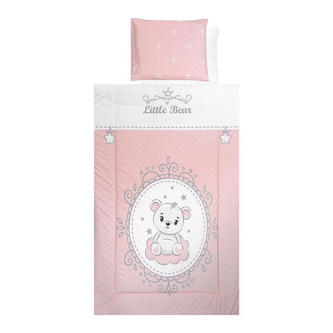 Set lenjerie pat 4 piese, bumbac ranforce, Little Bear Pink