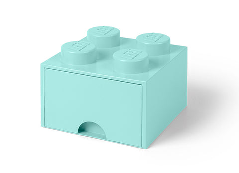 Cutie depozitare LEGO 2x2 cu sertar, aqua