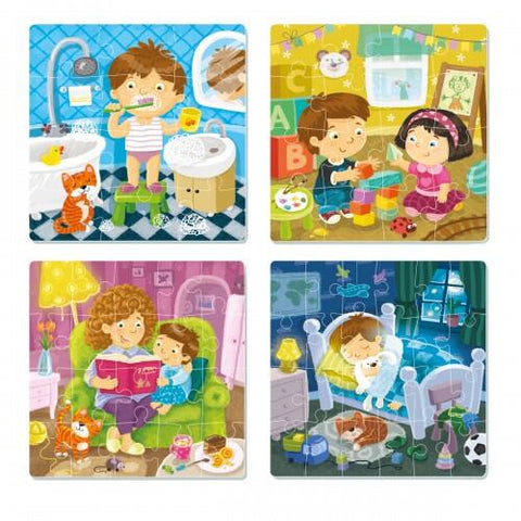 Puzzle 4 in 1 - Activitatile zilnice (12, 16, 20, 24 piese)