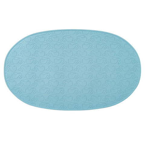 Covoras de baie antialunecare cu ventuze, din cauciuc natural, antibacterian, oval, 42 x 25 cm, albastru, MyHappyBath Mat, Reer 76023