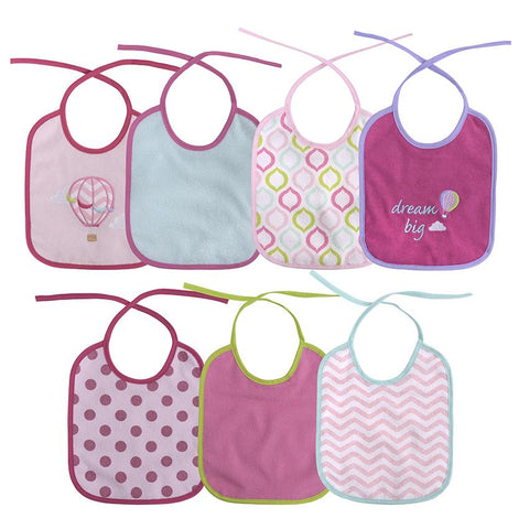 Set 7 bavete, bumbac, 23x20 cm, inchidere cu snur, Pink