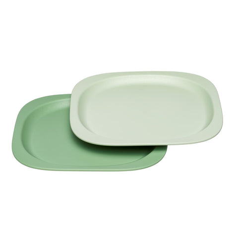 Set 2 farfurii intinse Eat Green pentru mancarea copiilor, din plastic bio, lavabile in masina de spalat vase, 4+ luni, nip 37068