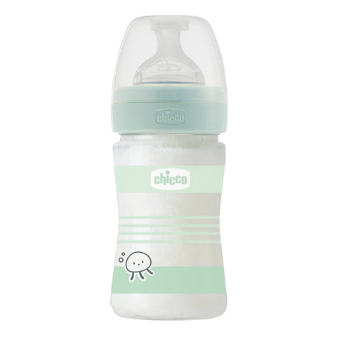 Biberon sticla Chicco WellBeing, tetina s., flux normal, 150ml, unisex, 0luni+