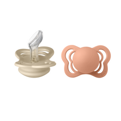 Bibs - Set 2 suzete Couture Silicon, tetina anatomica, 0 luni +-Vanilla/Peach