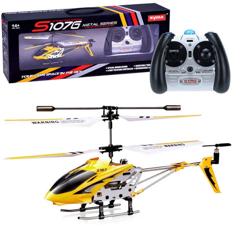 Elicopter de jucarie, Syma, S107G, cu telecomanda, sistem de stabilizare Gyro, 22 cm, Galben