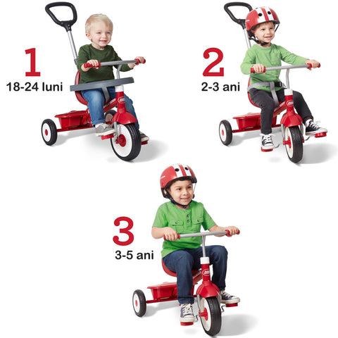 Tricicleta Radio Flyer 3-in-1 Stroll 'N Trike, Rosu, 1.5 - 5 ani