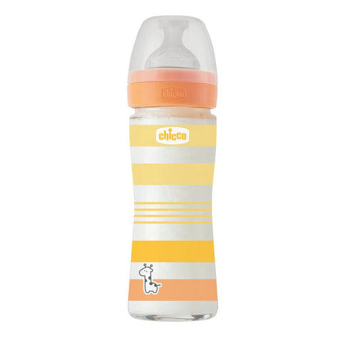 Biberon sticla Chicco WellBeing, tetina s., flux mediu, 240ml, unisex, 0luni+