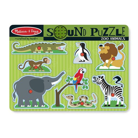 Melissa and Doug - Puzzle de Lemn cu Sunete Animale de la Zoo