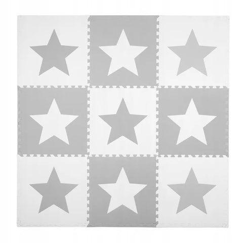 Covoras puzzle din spuma pentru copii, Ricokids, 180x180cm, 9 piese, Star Grey