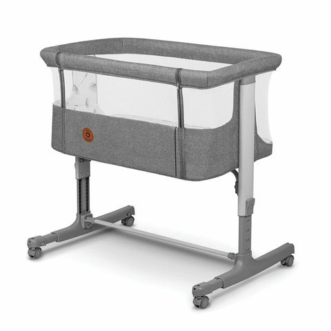 Patut co-sleeper, Lionelo, Aurora, 3 in 1, Cu leganare si setare unghiulara, Include saltea cu densitate T25 si geanta transport, Reglabil in 5 pozitii pe inaltime, Pana la 9 kg, 0 luni+, 85x60x66 cm, Conform cu EN 1130:2019+AC:2020, EN 16890:2, Gri