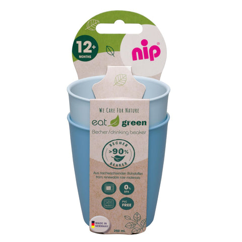 Set 2 pahare de baut Eat Green pentru bebelusi, din plastic bio, lavabile in masina de spalat vase, 12+ luni, nip 37067