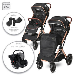Cărucior pentru nou-nascut Storm, până la 22 kg, cadru aluminiu, Luxe Black