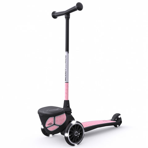 Trotineta copii pliabila cu roti luminoase, suport jucarie, Highwaykick 2 Lifestyle Rose Reflectorizant, 2 ani +, pana la 50 kg, Scoot Ride