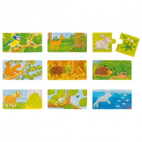 Set de 9 puzzleuri Cu ce se hranesc animalele?