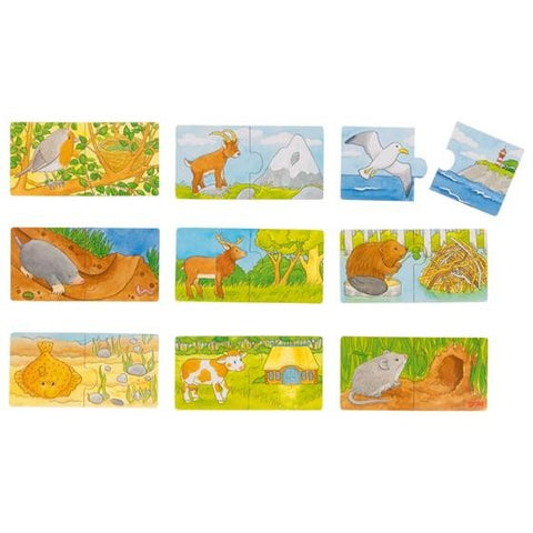 Set de 9 puzzleuri Unde locuiesc animalele?