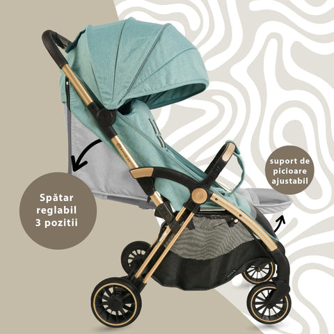 Carucior Sport AppeKids – Upp – Ultracompact, Pliere automata, De la nastere la 22kg - River Green