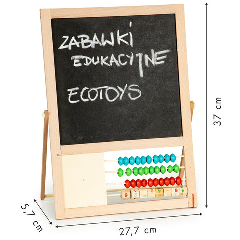 Tabla educativa, Ecotoys, 2 in 1, tabla magnetica, tabla pentru creta, abac, MB385