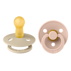 Bibs - Set 2 suzete Colour Latex, tetina rotundă, 6 luni +-Vanilla/Blush