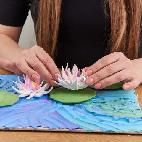 Set pictura 3D cu argila usoara, 30*40cm - Water Lilies