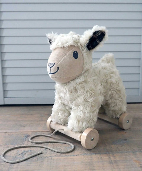 Little Bird Told Me - Lambert Sheep Pull Along Toy cu roti detasabile, pentru copii