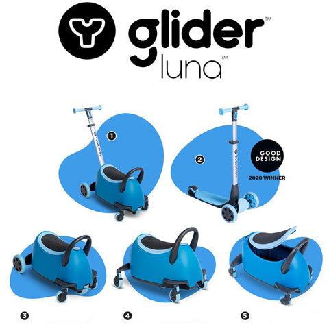 Trotineta 5-in-1 Yvolution Y Glider Luna Blue