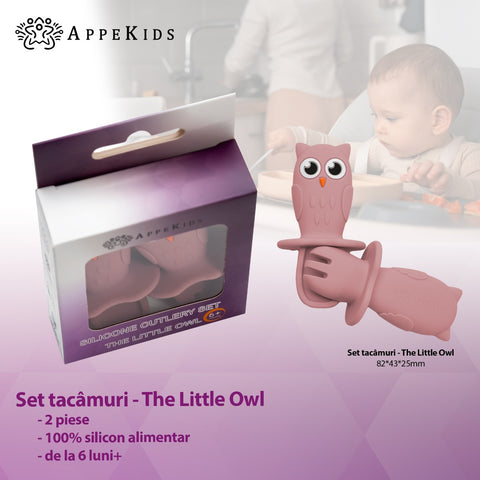 Set Tacamuri din silicon, AppeKids, OWL - Old Rose