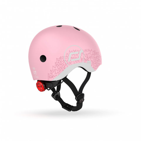 Casca de protectie pentru copii, sistem de reglare magnetic cu led, XXS-S, 45-51 cm, 1 an+, Rose Reflectorizant, Scoot Ride