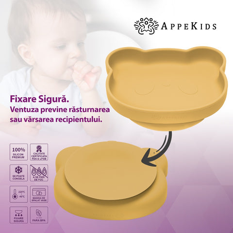 Farfurie din silicon cu ventuza, AppeKids, The Little Bear - Honey