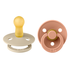 Bibs - Set 2 suzete Colour Latex, tetina rotundă, 6 luni +-Vanilla/Peach
