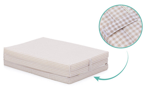 Saltea pliabila beige carouri 120/60/4 cm. Fillikid