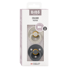 Bibs - Set 2 suzete Colour Latex, tetina rotundă, 6 luni +-Sand/Iron