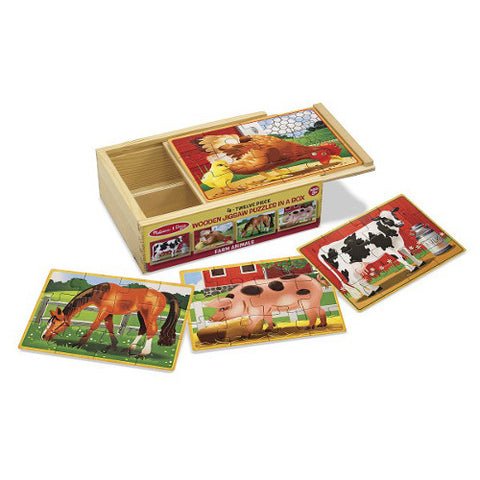 Melissa and Doug - Set 4 Puzzle Lemn in Cutie - Animale Domestice