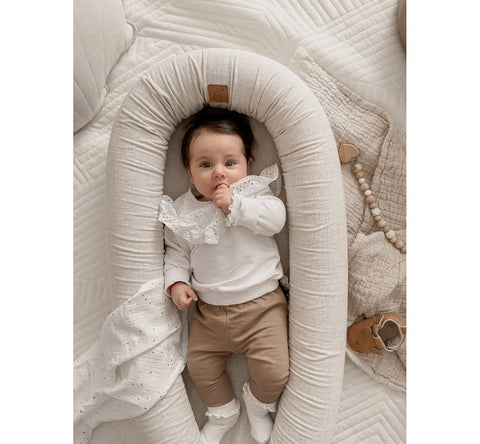 Suport de dormit Babynest 2in1 bara protectie patut Premium In Sepia Rose by BabySteps, 95x53 cm